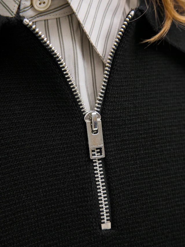Jack & Jones Polokragenpullover »JPRBLAMILANO STITCH KNIT ZIP POLO SN« Baumwolle, locker geschnitten