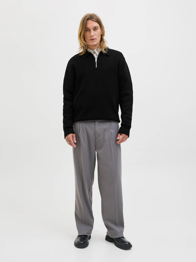 Jack & Jones Polokragenpullover »JPRBLAMILANO STITCH KNIT ZIP POLO SN« Baumwolle, locker geschnitten