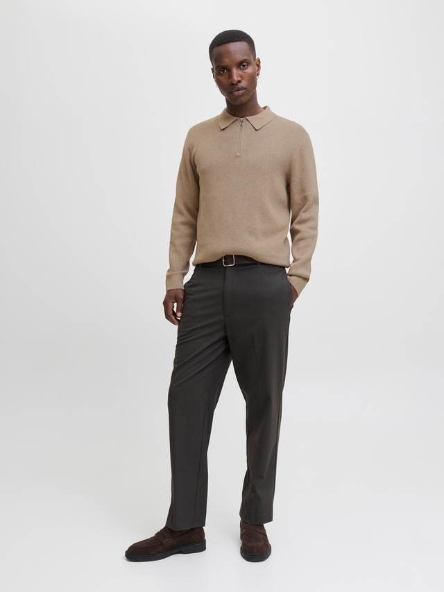 Jack & Jones Polokragenpullover »JPRBLAMILANO STITCH KNIT ZIP POLO SN« Baumwolle, locker geschnitten
