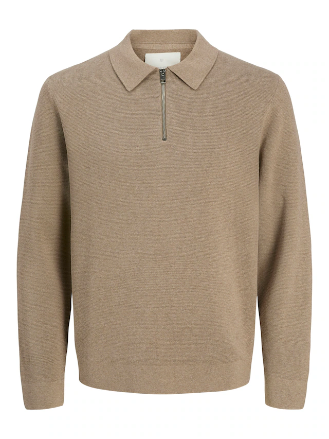 Jack & Jones Polokragenpullover »JPRBLAMILANO STITCH KNIT ZIP POLO SN« Baumwolle, locker geschnitten