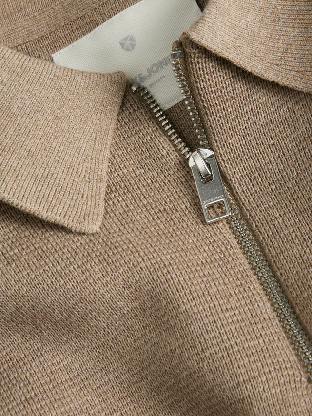 Jack & Jones Polokragenpullover »JPRBLAMILANO STITCH KNIT ZIP POLO SN« Baumwolle, locker geschnitten