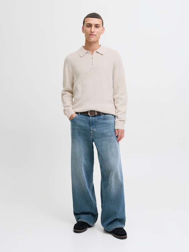 Jack & Jones Polokragenpullover »JPRBLAMILANO STITCH KNIT ZIP POLO SN« Baumwolle, locker geschnitten