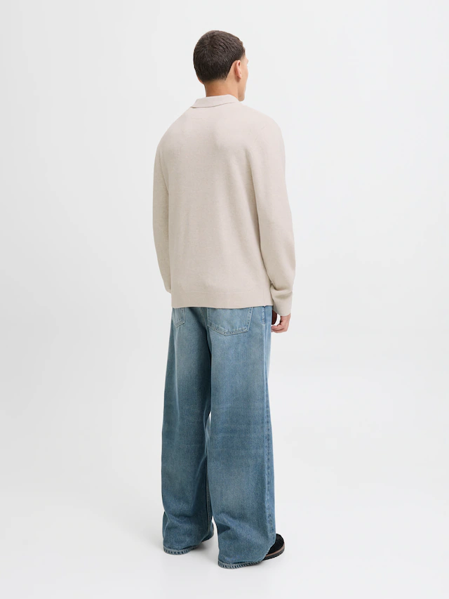 Jack & Jones Polokragenpullover »JPRBLAMILANO STITCH KNIT ZIP POLO SN« Baumwolle, locker geschnitten