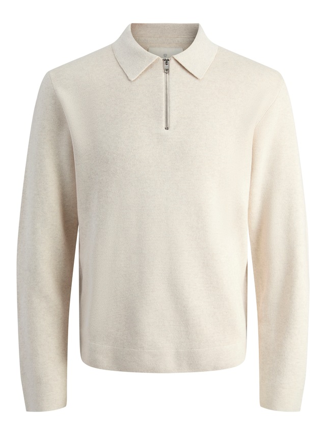 Jack & Jones Polokragenpullover »JPRBLAMILANO STITCH KNIT ZIP POLO SN« Baumwolle, locker geschnitten