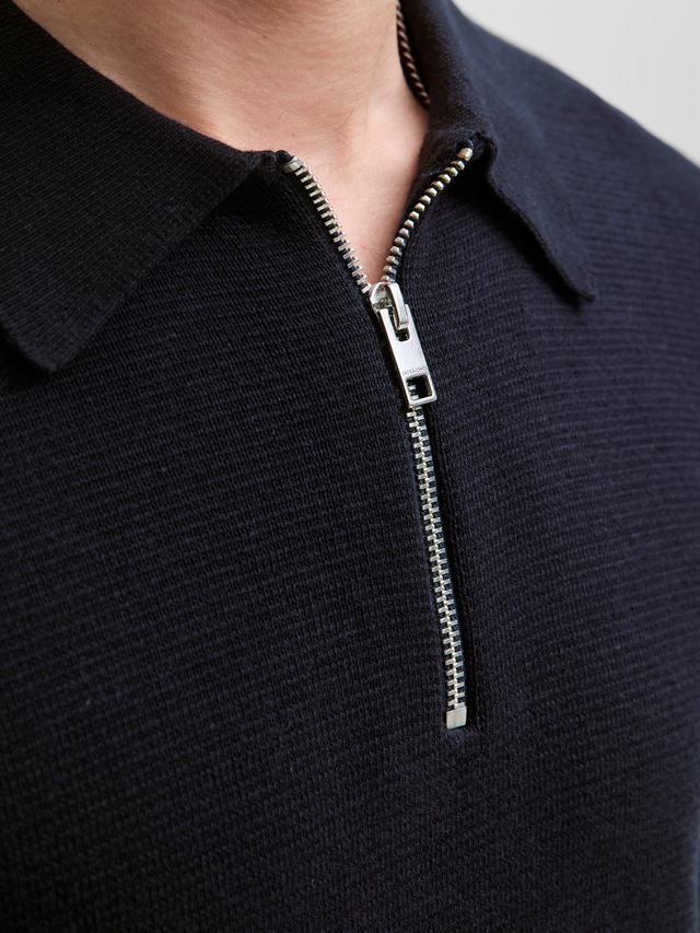 Jack & Jones Polokragenpullover »JPRBLAMILANO STITCH KNIT ZIP POLO SN« Baumwolle, locker geschnitten