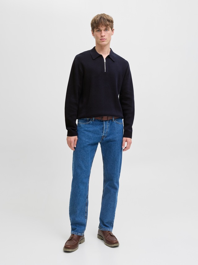 Jack & Jones Polokragenpullover »JPRBLAMILANO STITCH KNIT ZIP POLO SN« Baumwolle, locker geschnitten