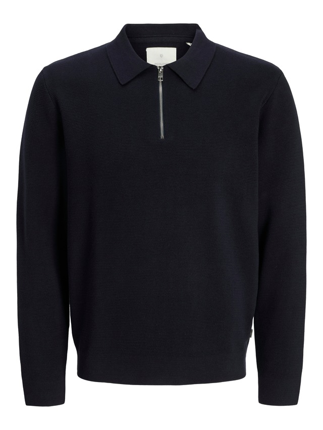 Jack & Jones Polokragenpullover »JPRBLAMILANO STITCH KNIT ZIP POLO SN« Baumwolle, locker geschnitten