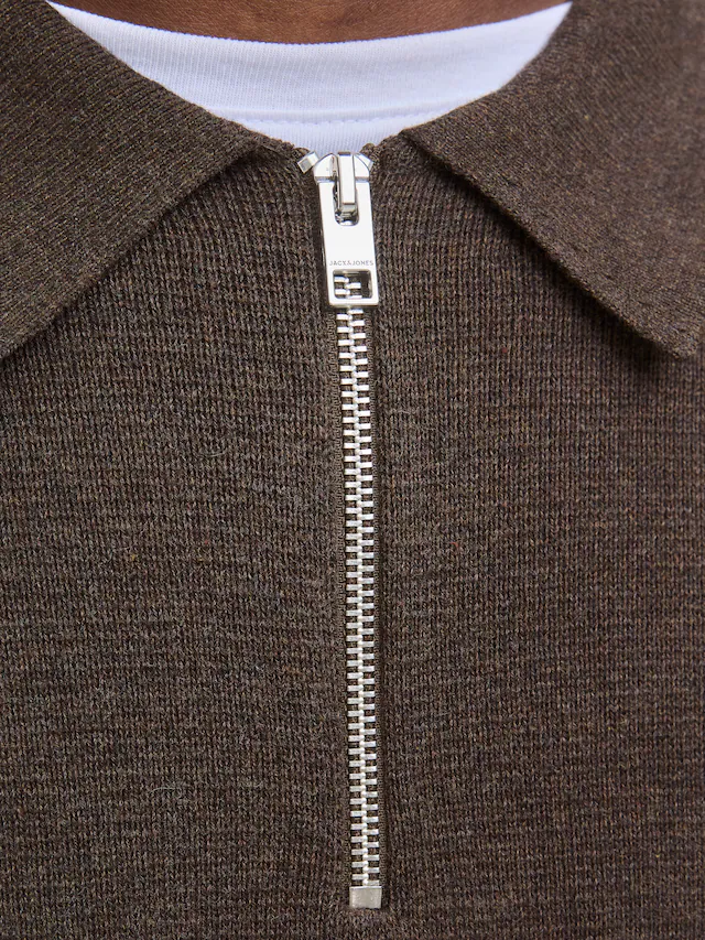 Jack & Jones Polokragenpullover »JPRBLAMILANO STITCH KNIT ZIP POLO SN« Baumwolle, locker geschnitten