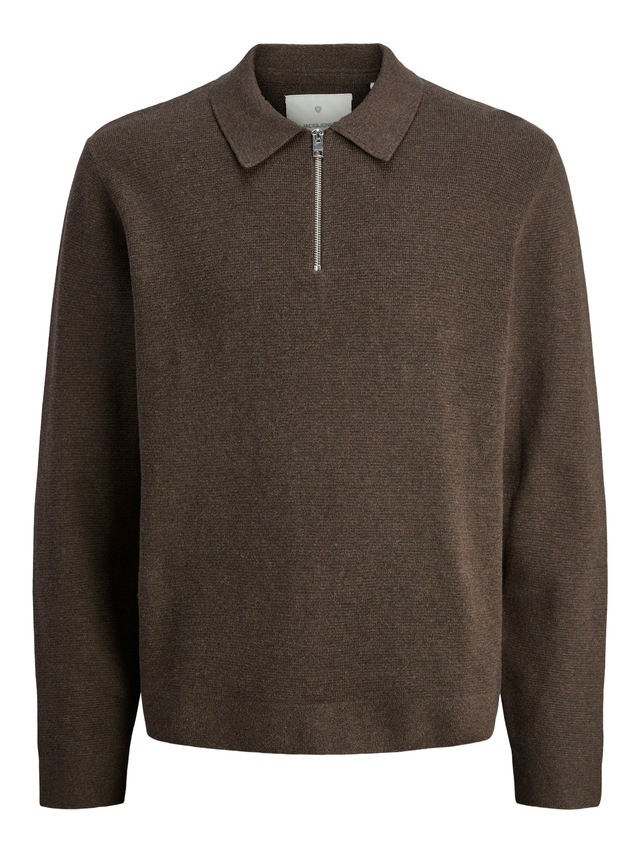 Jack & Jones Polokragenpullover »JPRBLAMILANO STITCH KNIT ZIP POLO SN« Baumwolle, locker geschnitten