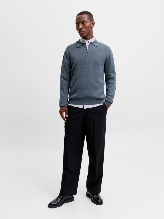 Jack & Jones Polokragenpullover »JPRBLAMILANO STITCH KNIT ZIP POLO SN« Baumwolle, locker geschnitten