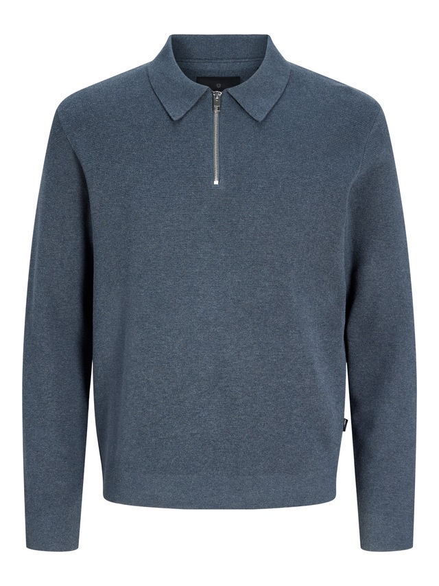Jack & Jones Polokragenpullover »JPRBLAMILANO STITCH KNIT ZIP POLO SN« Baumwolle, locker geschnitten