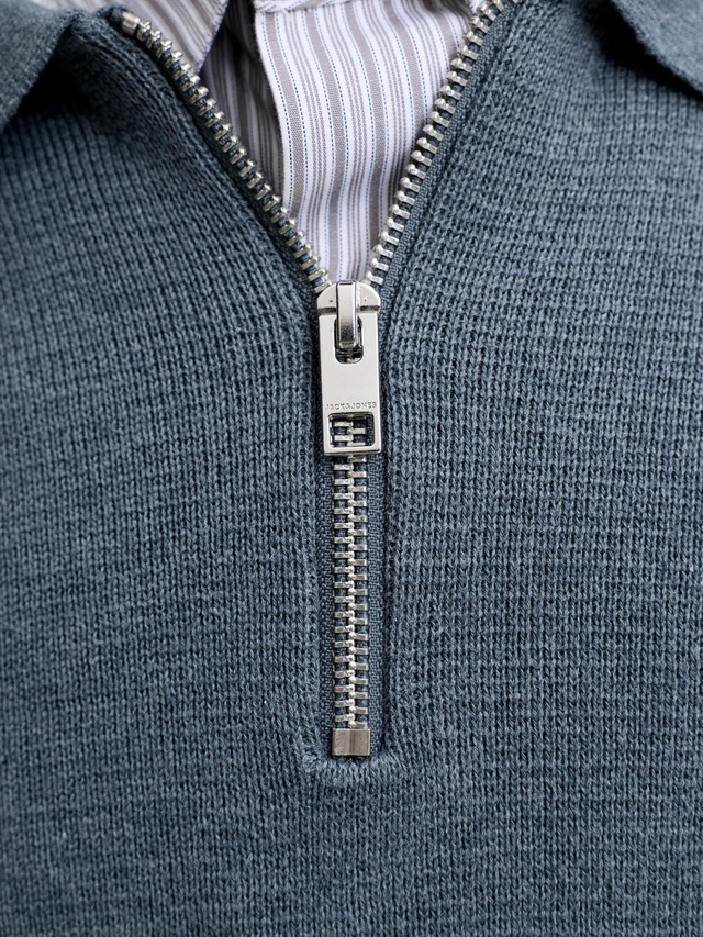 Jack & Jones Polokragenpullover »JPRBLAMILANO STITCH KNIT ZIP POLO SN« Baumwolle, locker geschnitten