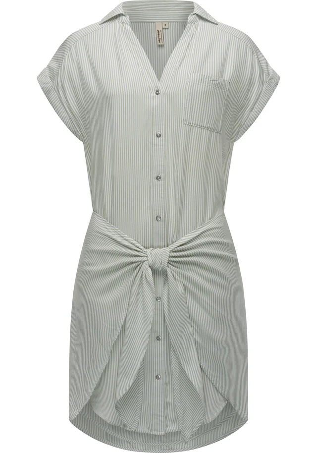 Ragwear Blusenkleid »Bahaya Stripe« Brusttaschen gestreiftes Damen Sommerkleid mit Bindeband