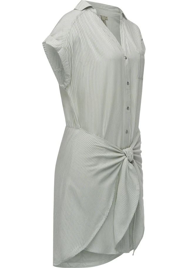 Ragwear Blusenkleid »Bahaya Stripe« Brusttaschen gestreiftes Damen Sommerkleid mit Bindeband