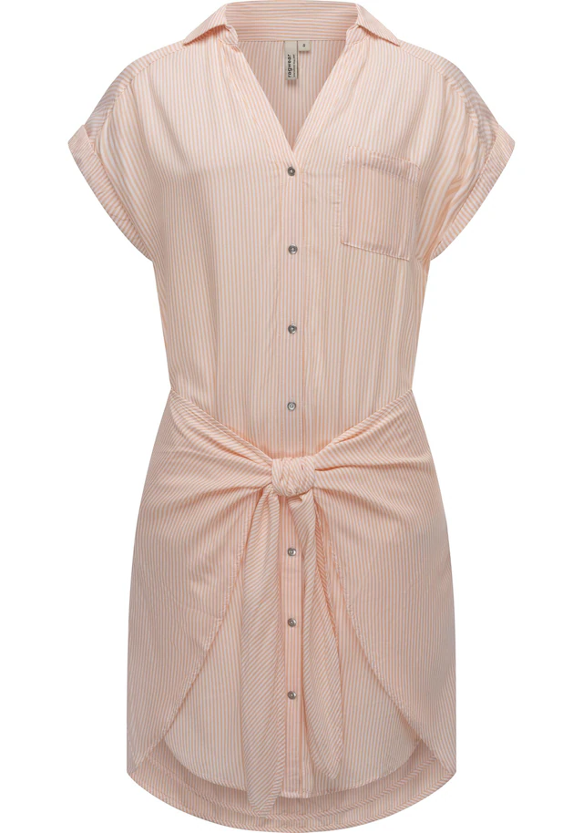 Ragwear Blusenkleid »Bahaya Stripe« Brusttaschen gestreiftes Damen Sommerkleid mit Bindeband