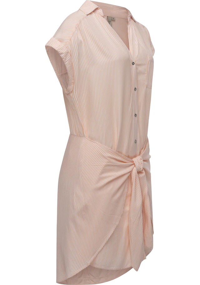 Ragwear Blusenkleid »Bahaya Stripe« Brusttaschen gestreiftes Damen Sommerkleid mit Bindeband