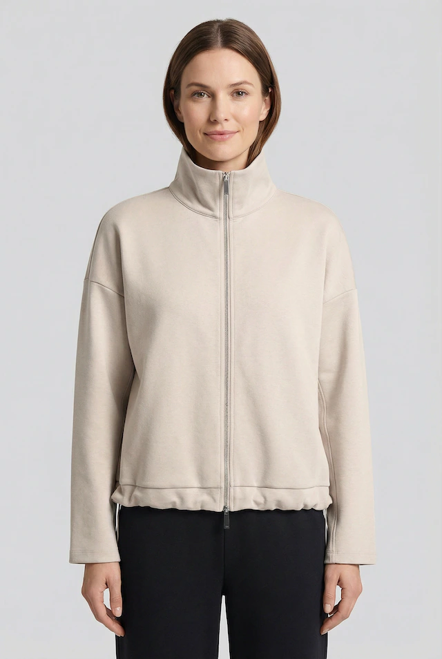 RICHROYAL Sweatjacke Tunnelzug-Saum, Stehkragen, regular fit