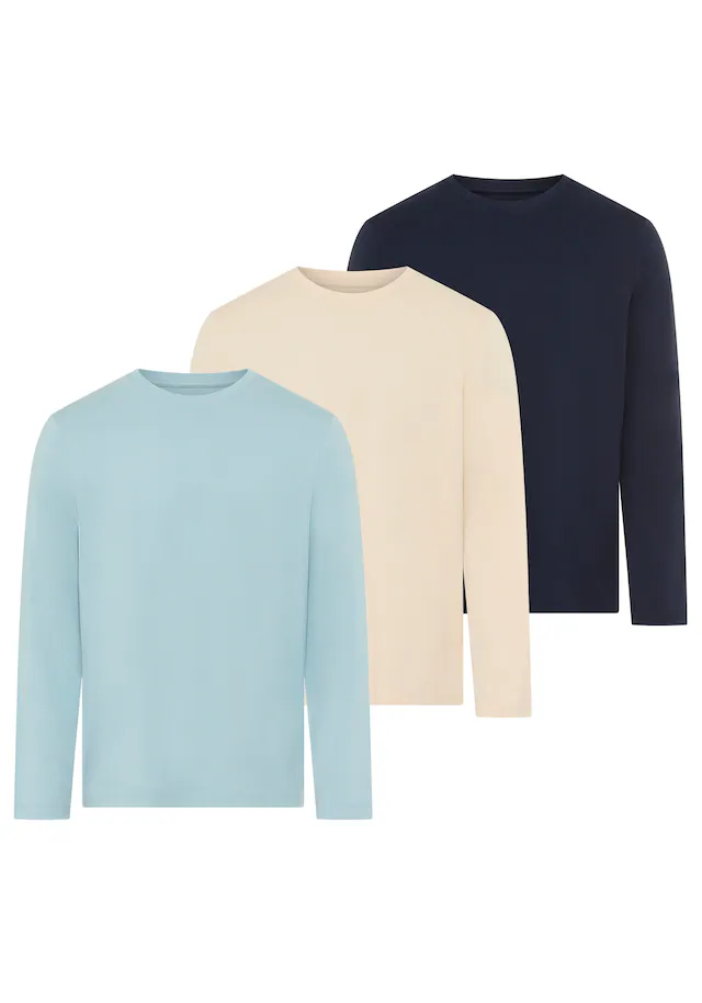 Man's World Langarmshirt »neue Farbe !« 3er-Pack, Langarm, unifarben, aus Baumwolle, im 3er-Pack