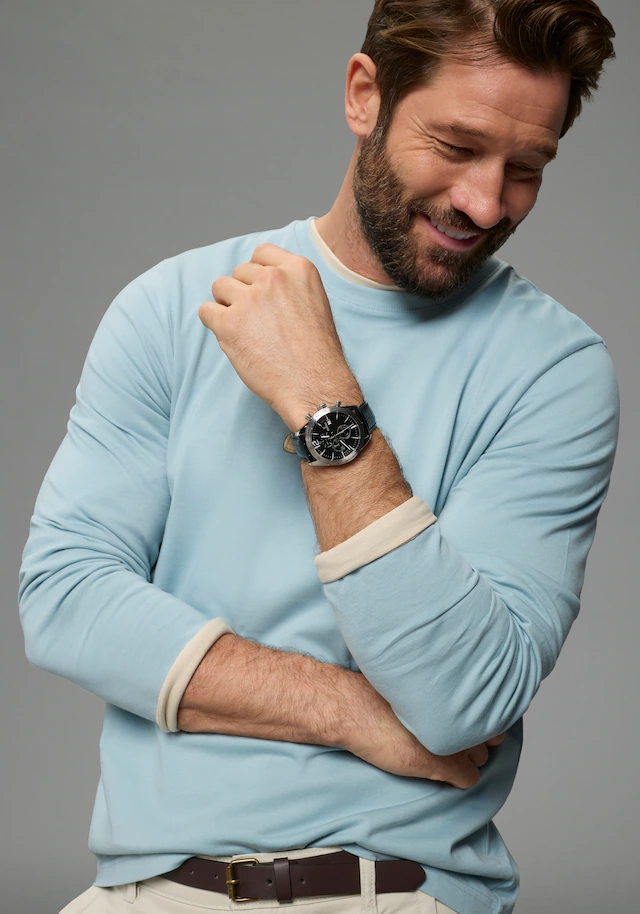 Man's World Langarmshirt »neue Farbe !« 3er-Pack, Langarm, unifarben, aus Baumwolle, im 3er-Pack
