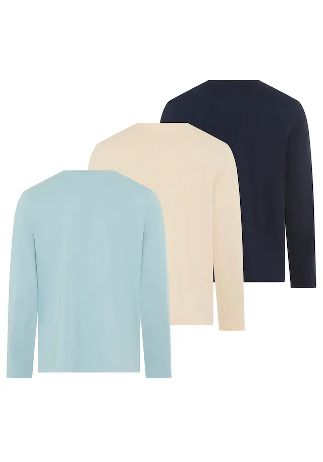 Man's World Langarmshirt »neue Farbe !« 3er-Pack, Langarm, unifarben, aus Baumwolle, im 3er-Pack