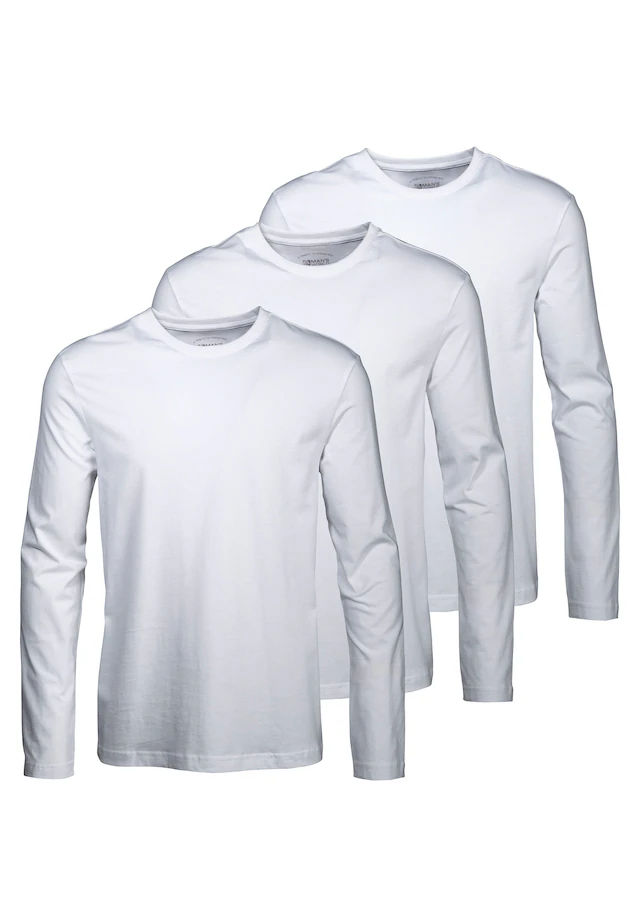 Man's World Langarmshirt »neue Farbe !« 3er-Pack, Langarm, unifarben, aus Baumwolle, im 3er-Pack