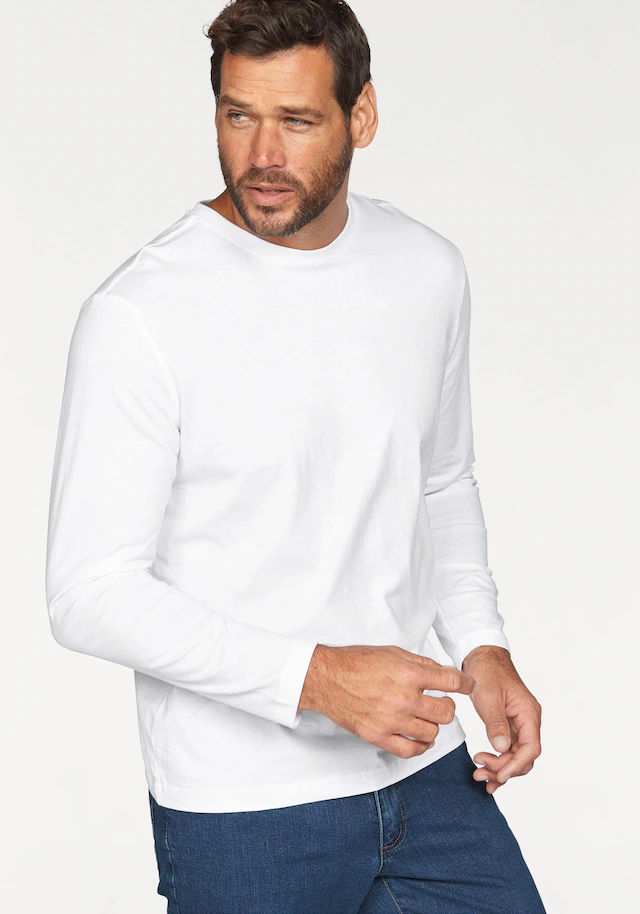 Man's World Langarmshirt »neue Farbe !« 3er-Pack, Langarm, unifarben, aus Baumwolle, im 3er-Pack