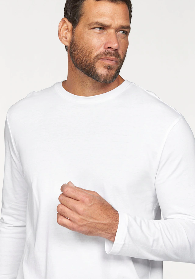 Man's World Langarmshirt »neue Farbe !« 3er-Pack, Langarm, unifarben, aus Baumwolle, im 3er-Pack