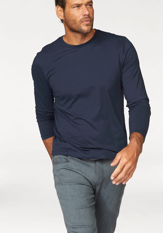 Man's World Langarmshirt »neue Farbe !« 3er-Pack, Langarm, unifarben, aus Baumwolle, im 3er-Pack