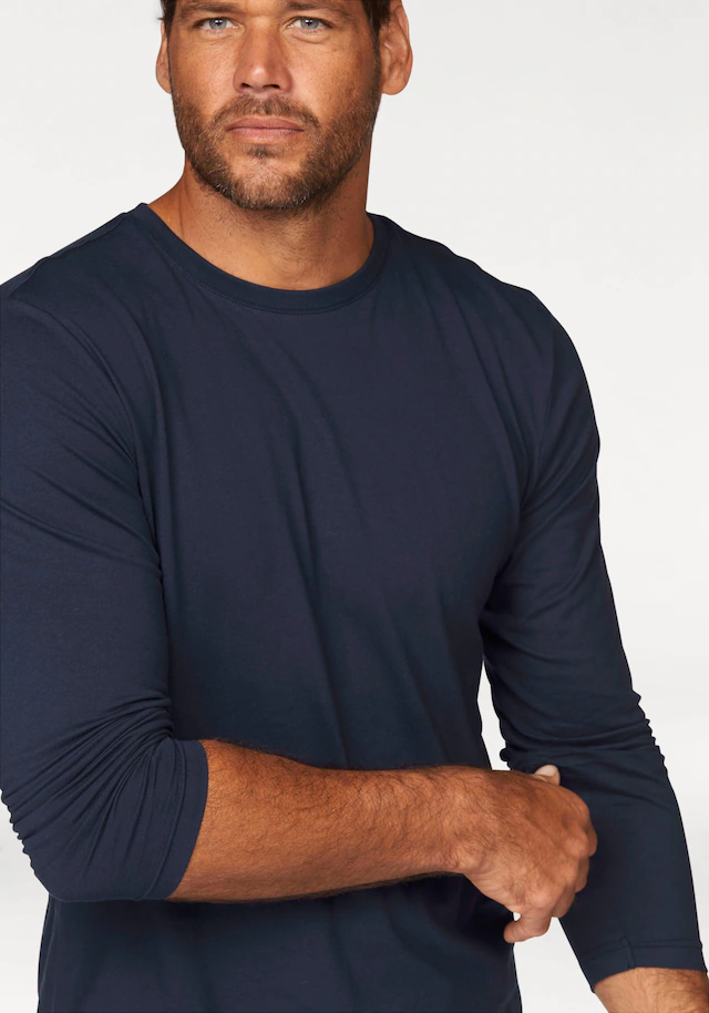 Man's World Langarmshirt »neue Farbe !« 3er-Pack, Langarm, unifarben, aus Baumwolle, im 3er-Pack