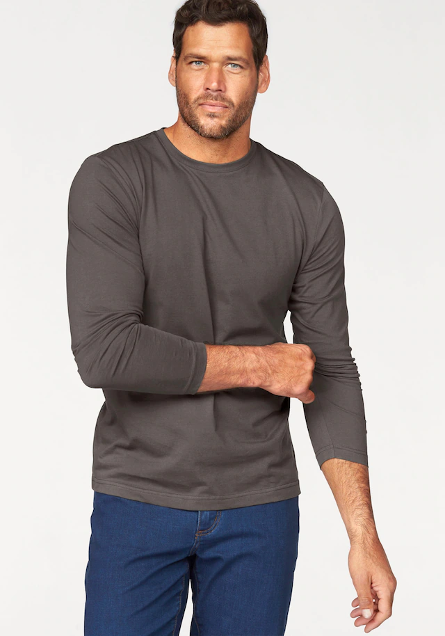 Man's World Langarmshirt »neue Farbe !« 3er-Pack, Langarm, unifarben, aus Baumwolle, im 3er-Pack