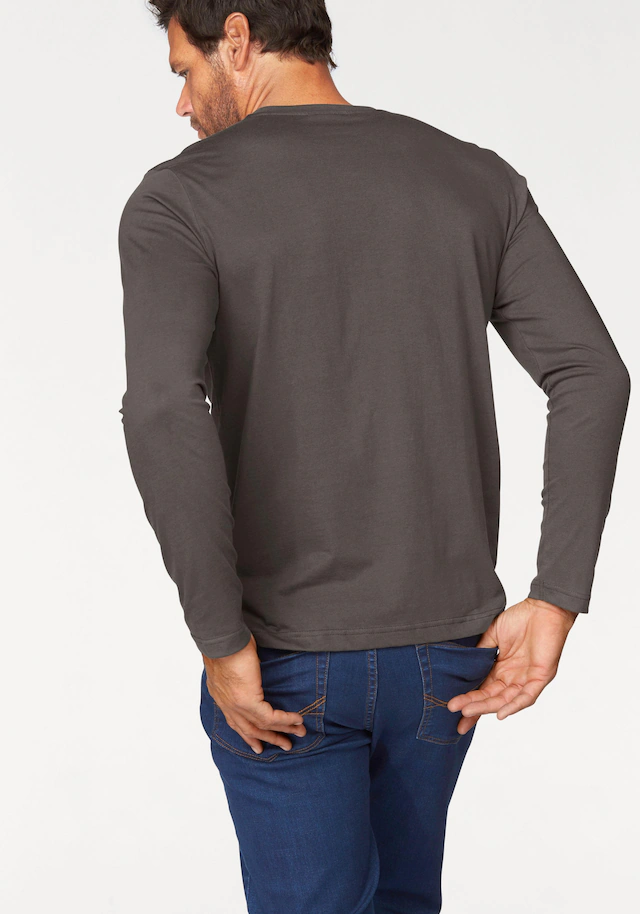 Man's World Langarmshirt »neue Farbe !« 3er-Pack, Langarm, unifarben, aus Baumwolle, im 3er-Pack