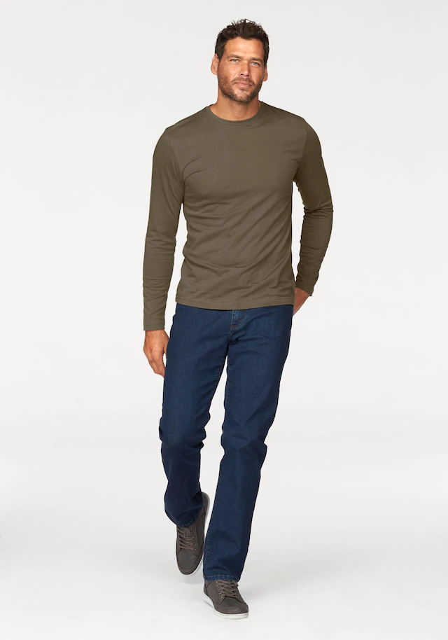 Man's World Langarmshirt »neue Farbe !« 3er-Pack, Langarm, unifarben, aus Baumwolle, im 3er-Pack