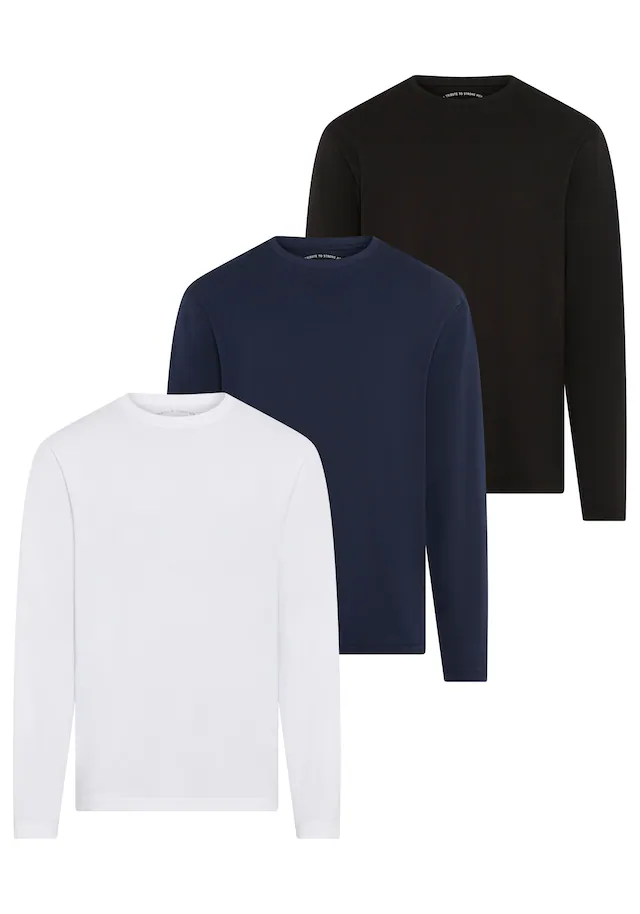 Man's World Langarmshirt »neue Farbe !« 3er-Pack, Langarm, unifarben, aus Baumwolle, im 3er-Pack