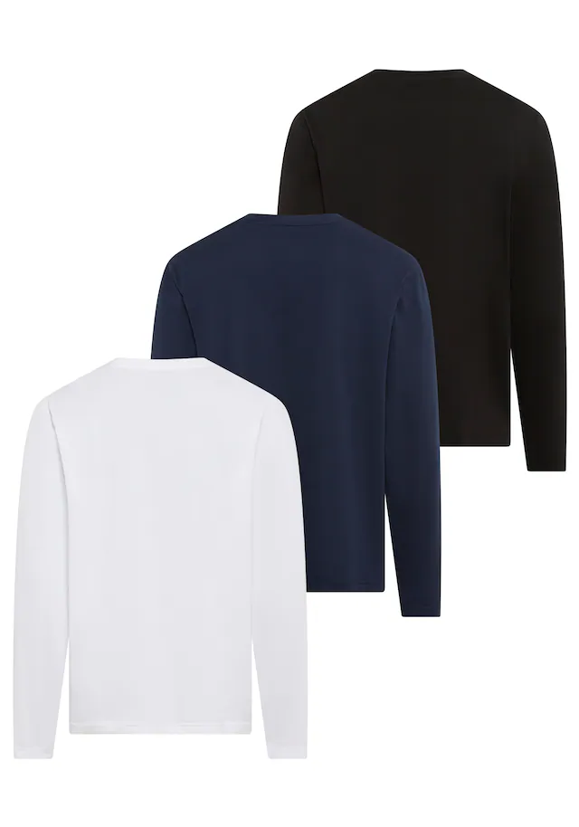 Man's World Langarmshirt »neue Farbe !« 3er-Pack, Langarm, unifarben, aus Baumwolle, im 3er-Pack