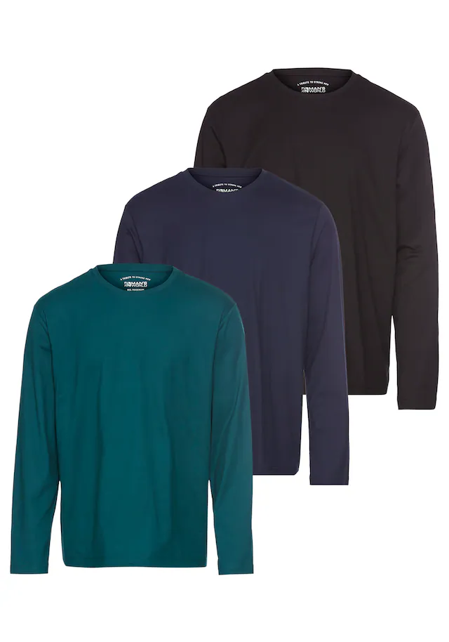 Man's World Langarmshirt »neue Farbe !« 3er-Pack, Langarm, unifarben, aus Baumwolle, im 3er-Pack