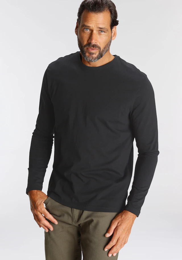 Man's World Langarmshirt »neue Farbe !« 3er-Pack, Langarm, unifarben, aus Baumwolle, im 3er-Pack