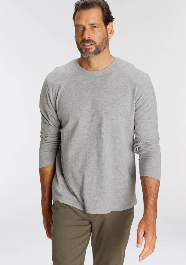 Man's World Langarmshirt »neue Farbe !« 3er-Pack, Langarm, unifarben, aus Baumwolle, im 3er-Pack