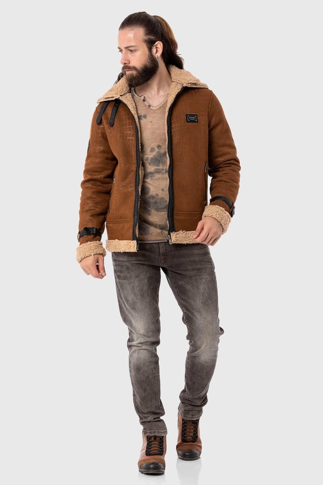 Cipo & Baxx Parka »Jacke« ohne Kapuze im Flieger-Look