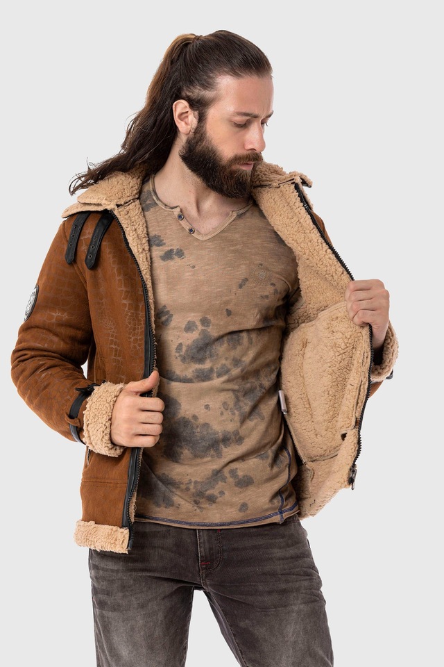 Cipo & Baxx Parka »Jacke« ohne Kapuze im Flieger-Look