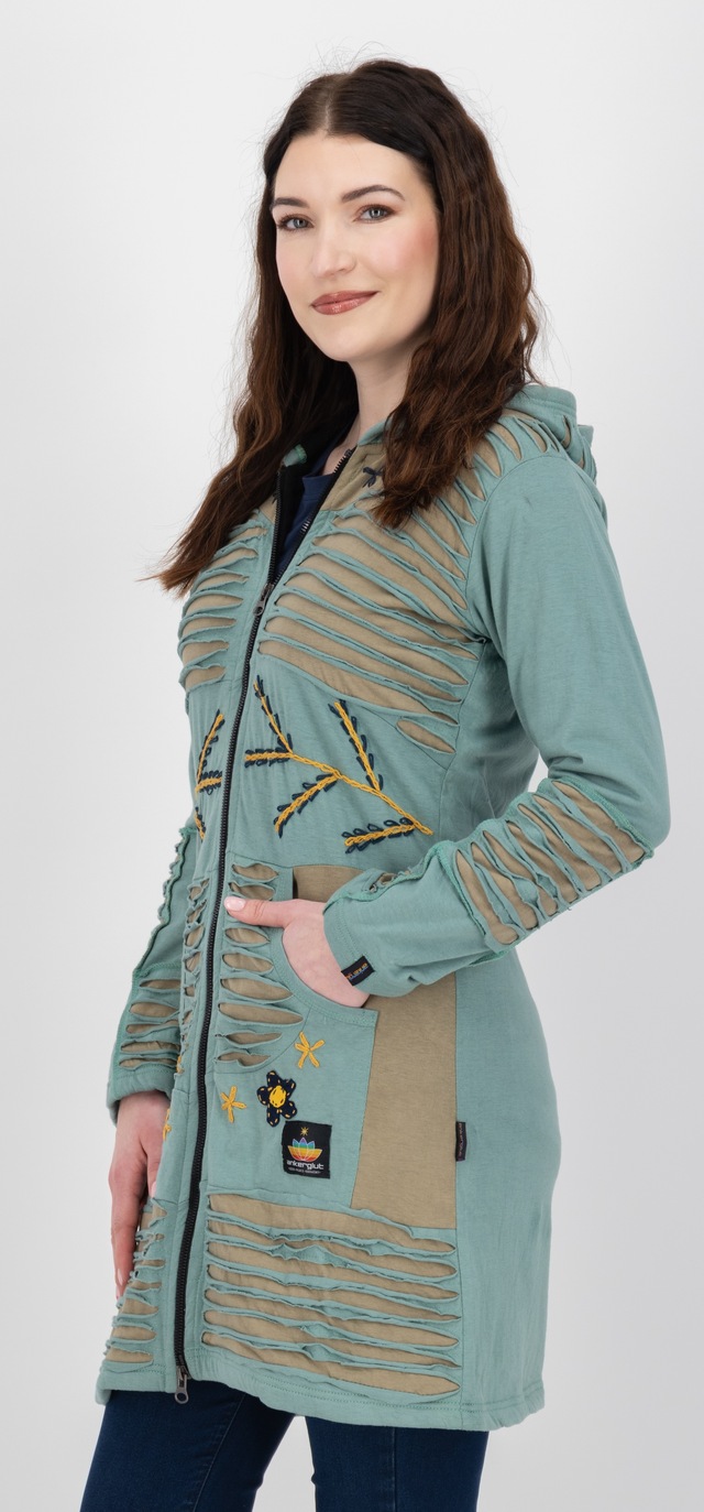 DEPROC Active Fleecejacke »Patchwork NUNAVUT LONG WMN« mit Kapuze auch in Großen Größen erhältlich
