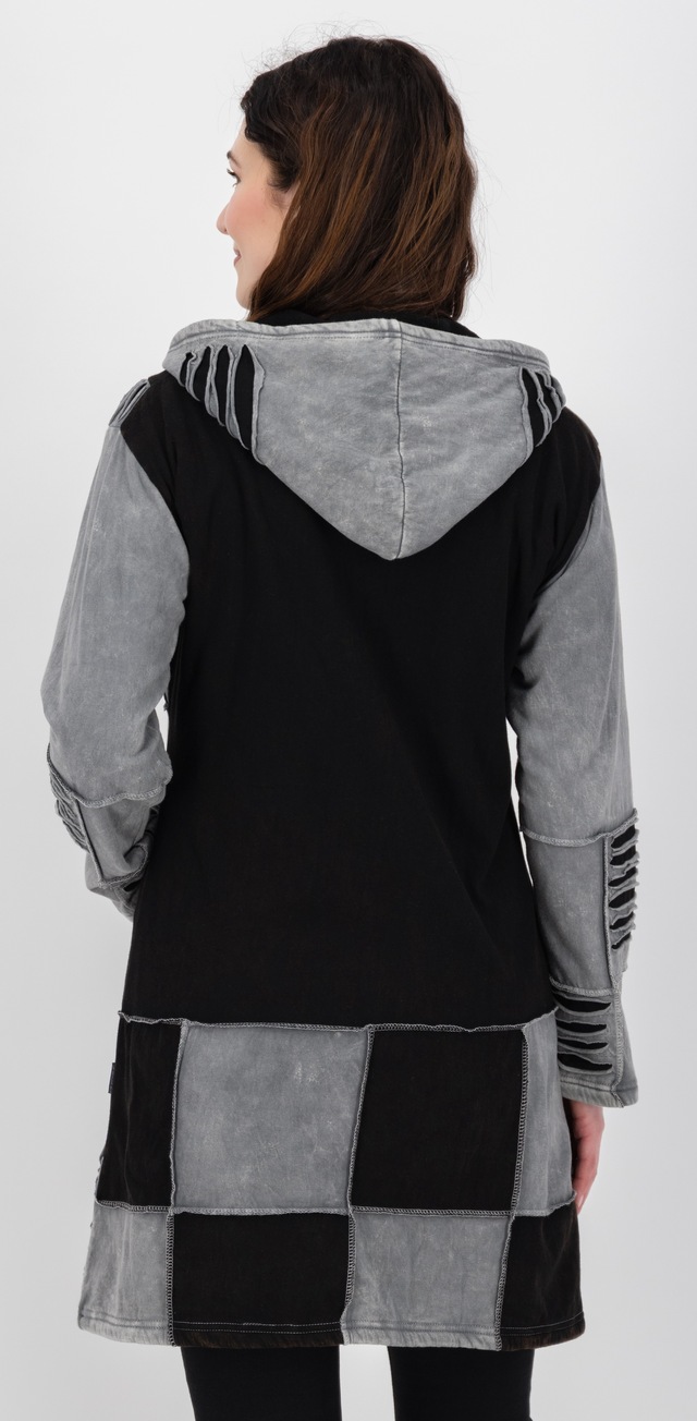 DEPROC Active Fleecejacke »Patchwork NUNAVUT LONG WMN« mit Kapuze auch in Großen Größen erhältlich