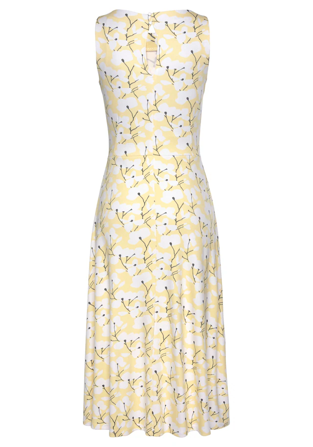 Beachtime by Lascana Midikleid »mit ausgestelltem Rockteil mit Blumendruck, Jerseykleid« Ohne Taschen Elegantes Sommerkleid, Druckkleid, A-Linien-Kleid, casual-chic