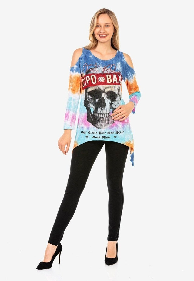 Cipo & Baxx T-Shirt »LONG SLEEVE T-SHIRT« zusätzlich mit kleinen, glitzernden Steinchen besetzt
