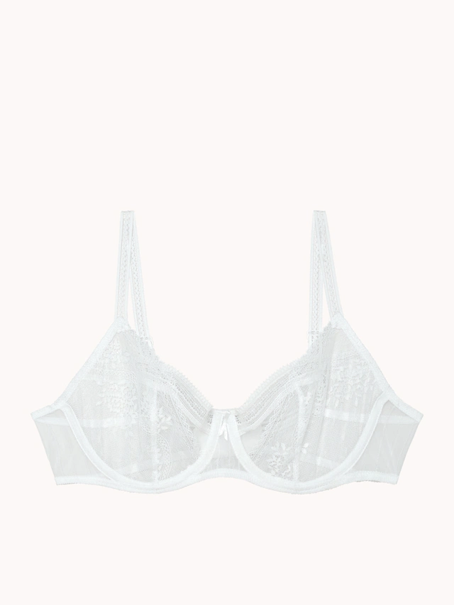 PASSIONATA Halbschalen-BH »MADDIE« florale Spitze, gestreifter Tüll, Demi-Form, elastisch