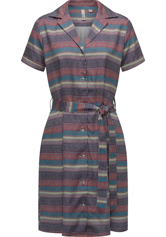 Ragwear Sommerkleid »Sawira« Eingrifftaschen Gemustertes Midikleid mit Knopfleiste