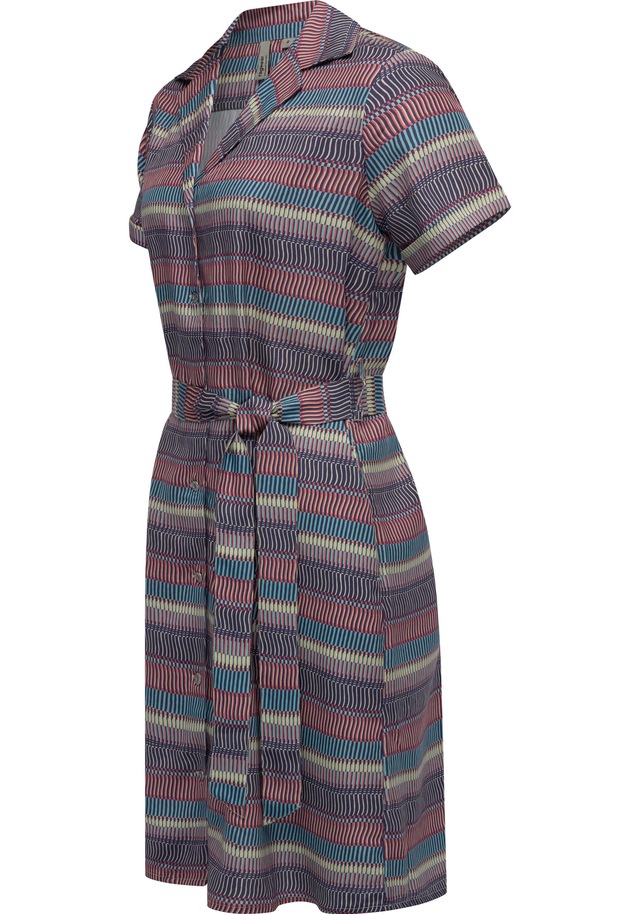 Ragwear Sommerkleid »Sawira« Eingrifftaschen Gemustertes Midikleid mit Knopfleiste