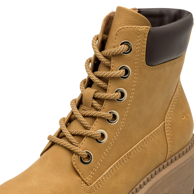 Tamaris Schnürboots , Blockabsatz, Schnürstiefelette mit glänzenden Strasssteinen besetzt