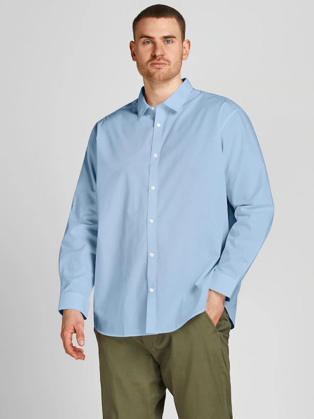 Jack & Jones PlusSize Langarmhemd »JJJOE SHIRT LS PLAIN PLS« Materialmix, normal geschnitten