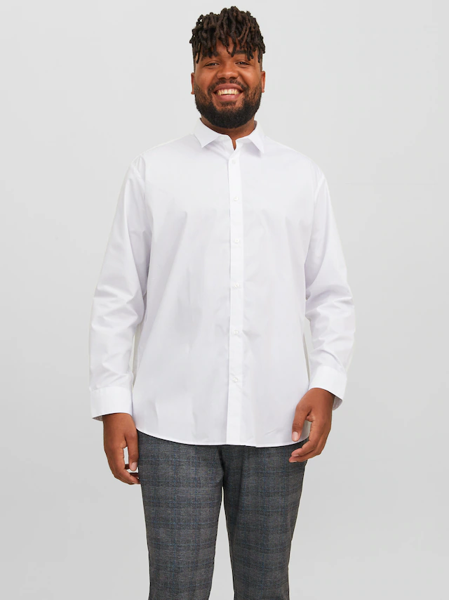 Jack & Jones PlusSize Langarmhemd »JJJOE SHIRT LS PLAIN PLS« Materialmix, normal geschnitten