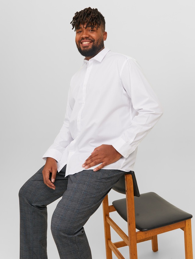 Jack & Jones PlusSize Langarmhemd »JJJOE SHIRT LS PLAIN PLS« Materialmix, normal geschnitten
